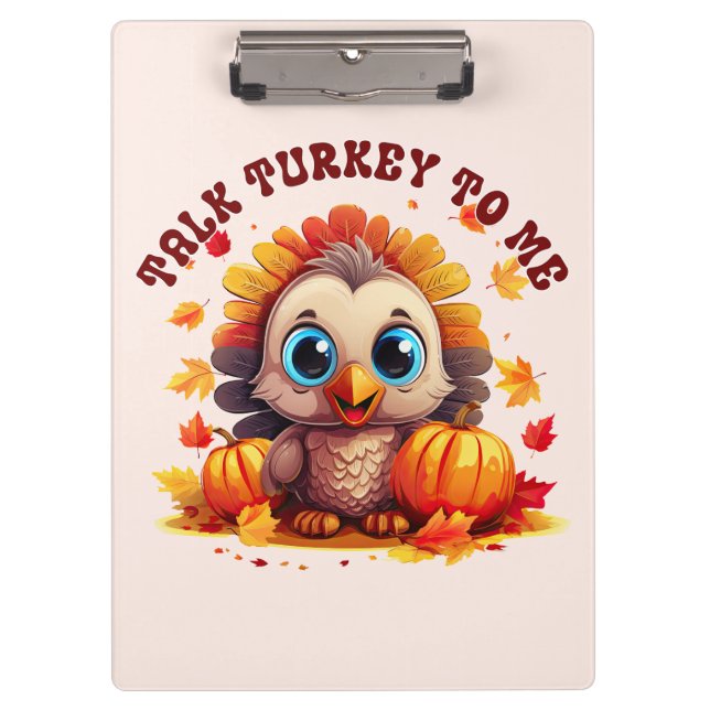 Cute Turkey and Autumn Foliage Clipboard (Front)