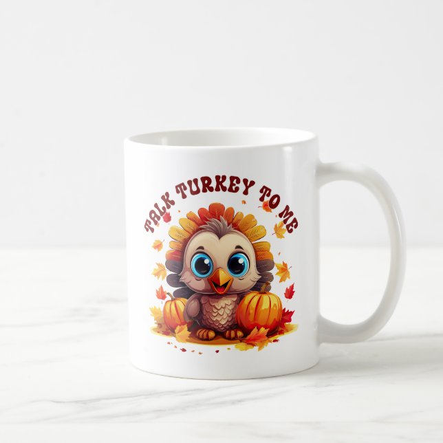 Cute Turkey and Autumn Foliage Coffee Mug (Right)
