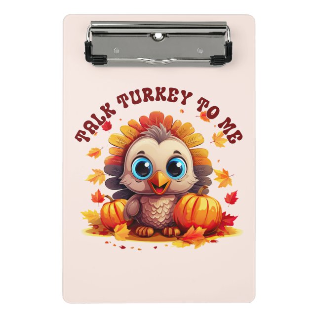 Cute Turkey and Autumn Foliage Mini Clipboard (Front)