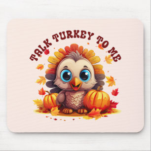 Cute Turkey and Autumn Foliage Mouse Mat