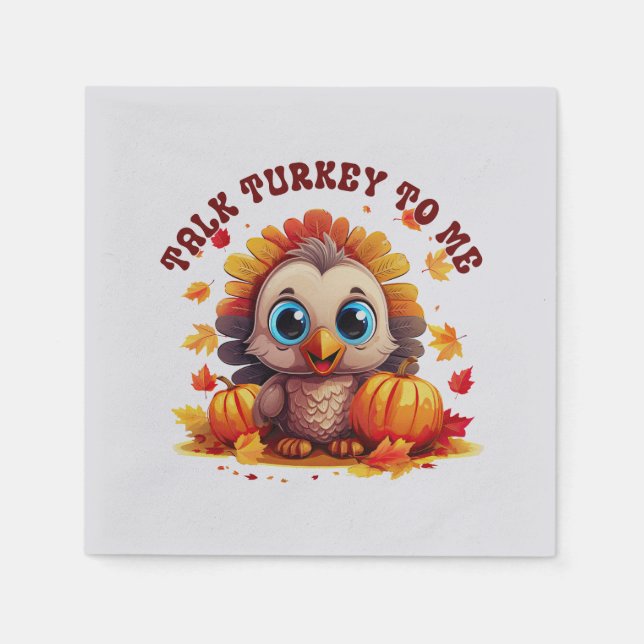 Cute Turkey and Autumn Foliage Napkin (Front)