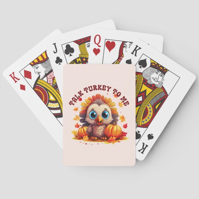 Cute Turkey and Autumn Foliage Playing Cards (Back)