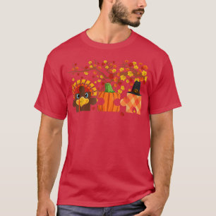 Cute Turkey Autism Awareness Puzzle Pumpkin for Th T-Shirt