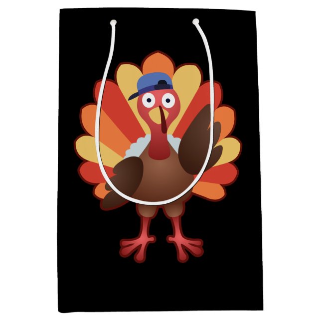 Cute Turkey Boy Gobble - Thanksgiving Gift Medium Gift Bag (Front)