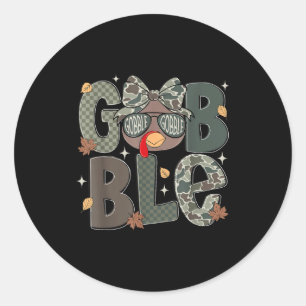 Cute Turkey Camo Happy Thanksgiving Fall Kids Boy Classic Round Sticker