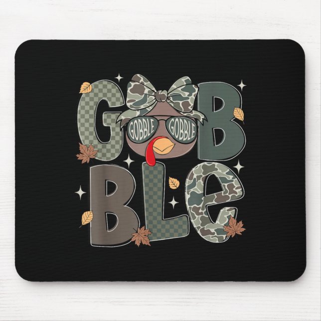 Cute Turkey Camo Happy Thanksgiving Fall Kids Boy  Mouse Mat (Front)