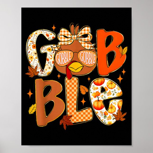 Cute Turkey Camo Happy Thanksgiving Fall Kids Boy  Poster (Front)