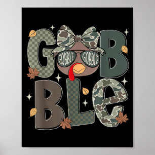 Cute Turkey Camo Happy Thanksgiving Fall Kids Boy  Poster