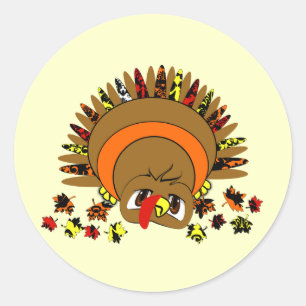 Cute Turkey Classic Round Sticker