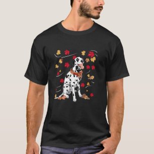 Cute turkey Dalmatian dog maple Leaf Thanksgiving T-Shirt
