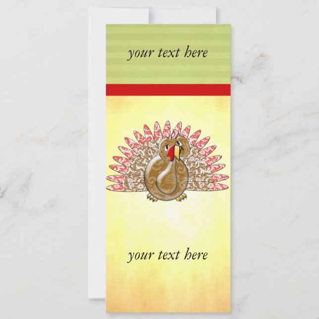 Cute Turkey Damask Pattern on Feathers (Front)