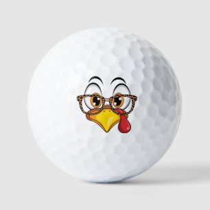 Cute Turkey Face Leopard Glasses Thanksgiving Fall Golf Balls