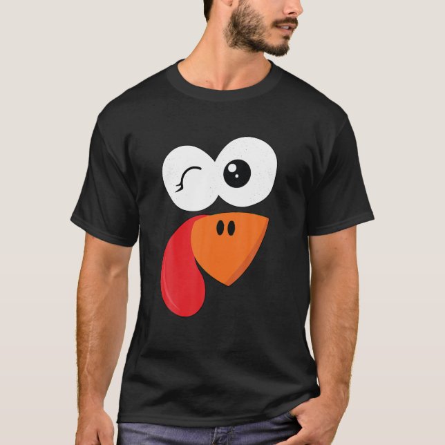 Cute Turkey Face Matching Family Costume Thanksgiv T-Shirt (Front)