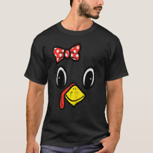 Cute Turkey Face Ribbon Thanksgiving Kid Toddler G T-Shirt