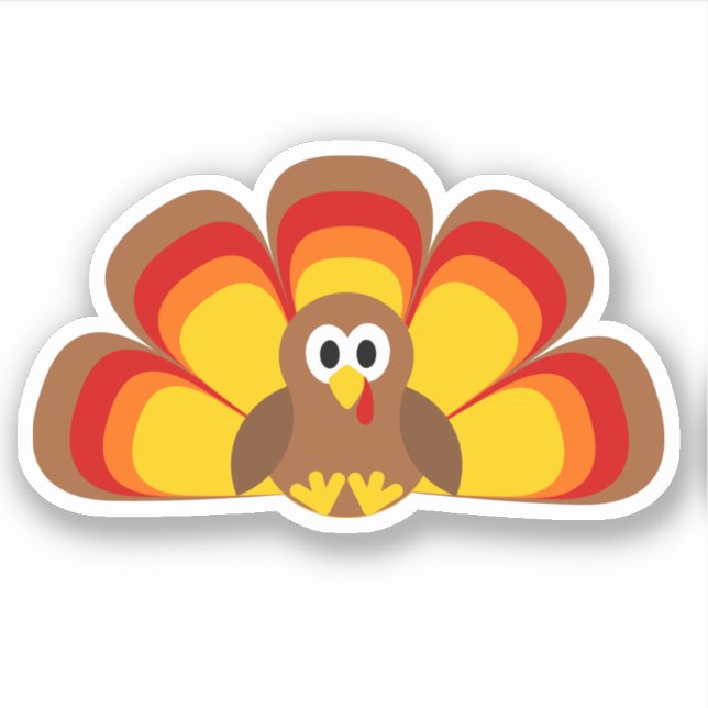 Cute Turkey Fall Colours Sticker (Front)