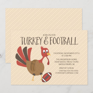 Cute Turkey & Football Thanksgiving Invitation