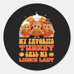 Cute Turkey Gift Funny Kitchen Staff Retro Fall De Classic Round Sticker