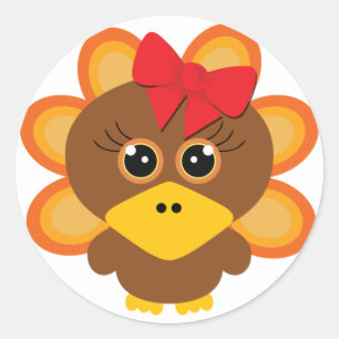 🦃 Cute turkey girl 2.0  / thanksgiving Classic Round Sticker