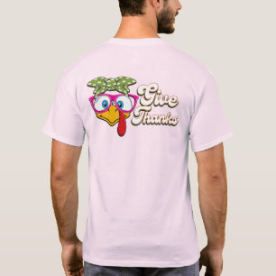 Cute Turkey Give Thanks Happy Thanksgiving Holiday T-Shirt