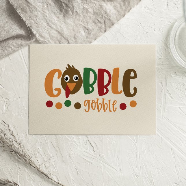 Cute Turkey Gobble Gobble Thanksgiving card (Creator Uploaded)
