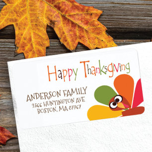 Cute Turkey Happy Thanksgiving Address Label