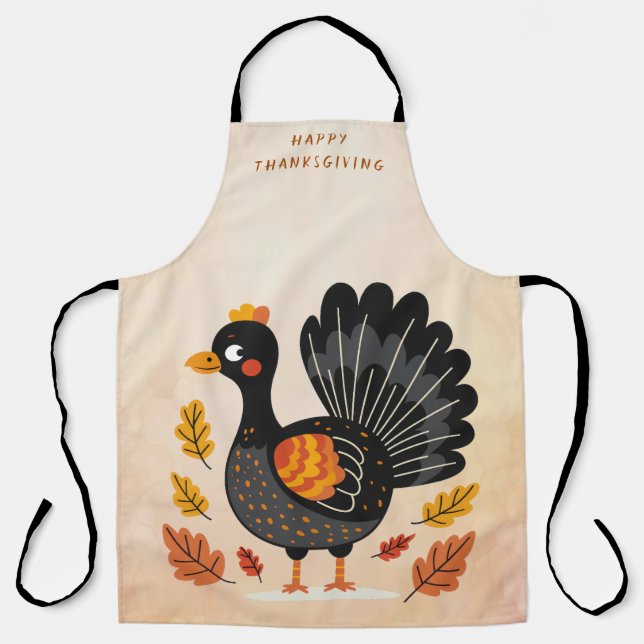Cute Turkey Happy Thanksgiving Apron (Front)