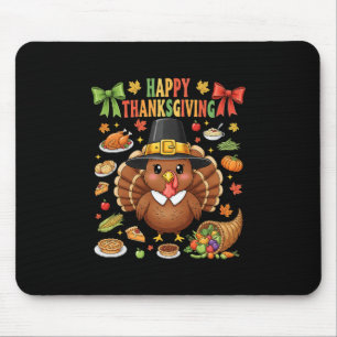 Cute Turkey Happy Thanksgiving Matching Family Wom Mouse Mat