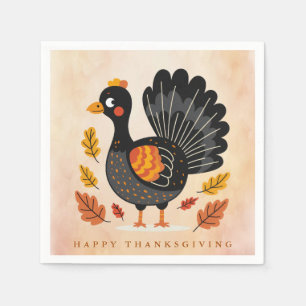 Cute Turkey Happy Thanksgiving Napkins