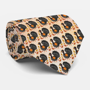 Cute Turkey Happy Thanksgiving Neck Tie