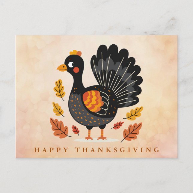 Cute Turkey Happy Thanksgiving Postcard (Front)