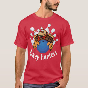 Cute Turkey Hunters Bowling Bowler Happy Thanksgiv T-Shirt