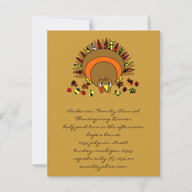Cute Turkey Invitation (Front)