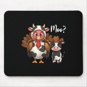 Cute Turkey Moo Cow Funny Turkey Trot Outfit Thank Mouse Mat