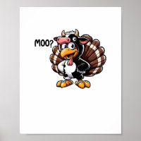 Cute Turkey Moo Fake Cow Head Funny Fall Thanksgiv