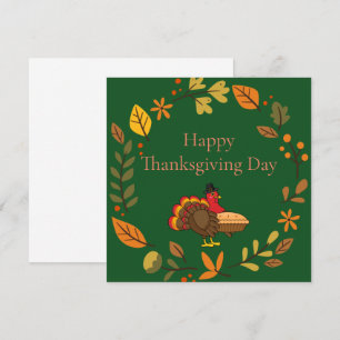 Cute Turkey Pumpkin Pie Thanksgiving   Personalise Card