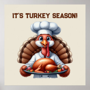 Cute turkey Season Thanksgiving customizable Poster