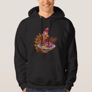 Cute Turkey Serving Doughnut Thanksgiving Food Hoodie