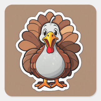 Cute turkey  square sticker