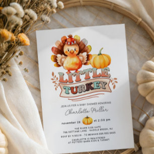 Cute Turkey Thanksgiving Baby Shower Invitation