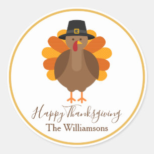 Cute Turkey   Thanksgiving Classic Round Sticker