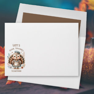 Cute Turkey Thanksgiving Custom Text Envelope
