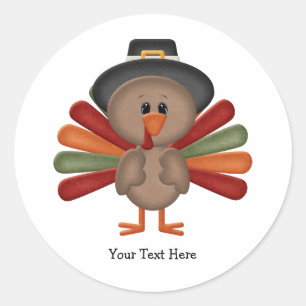 Cute Turkey Thanksgiving (customisable) Classic Round Sticker