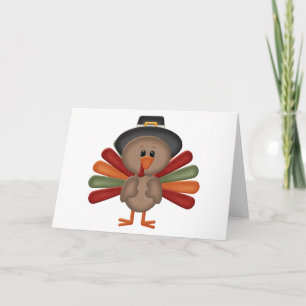 Cute Turkey Thanksgiving (customisable) Holiday Card
