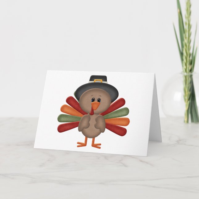 Cute Turkey Thanksgiving (customisable) Holiday Card (Front)
