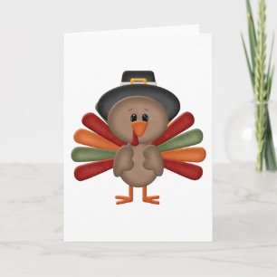 Cute Turkey Thanksgiving (customisable) Holiday Card