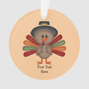 Cute Turkey Thanksgiving (customisable) Ornament
