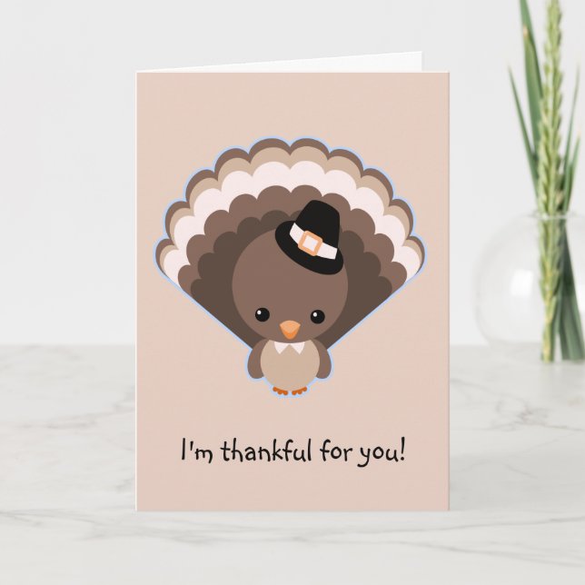 Cute Turkey Thanksgiving Day Holiday Card (Front)