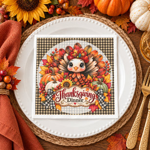 Cute Turkey Thanksgiving Dinner Napkin