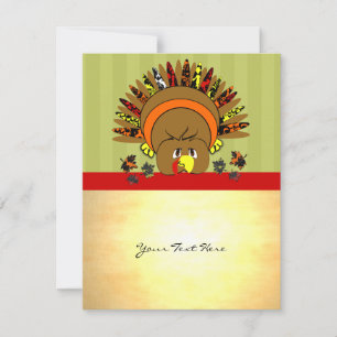 Cute Turkey Thanksgiving Flyer Holiday Card