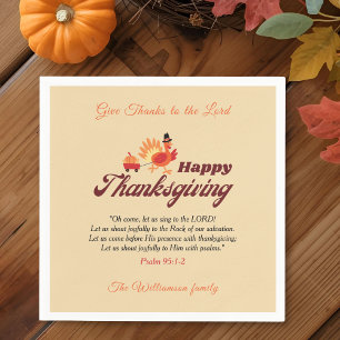 Cute Turkey Thanksgiving Give Thanks to the Lord Napkin